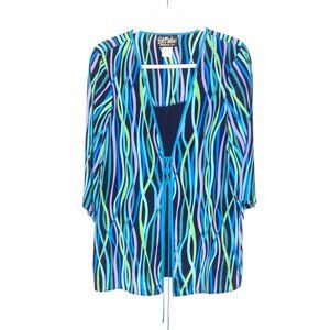 Bob Mackie Wearable Art 100% Silk Top Lace-Front Medium